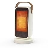 kleiner kompakter portabler Heizlüfter für 20 m², 2 Heizleistungen + Ventilatorfunktion, verstellbarer Thermostat, Sicherheitsschalter, Handgriff, 2000 Watt, Schwarz (White)