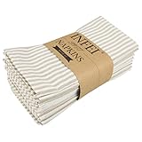INFEI Weich Einfach Gestreift Baumwoll-Leinen gemischt Abendessen Cloth Servietten, 12 Stück (40 x 30 cm), für Veranstaltungen und den Heimgebrauch (Beige)