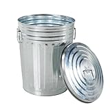 Metall Eimer mit Deckel XXL - Mülltonne - Apfalleimer- Futtertonne - Mülleimer mit Deckel - Feuertonne - Ascheeimer mit 58-30 - 20 Liter verzinkt (30 Liter 35,5 x x28,5 x 44 cm)