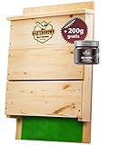 Martenbrown® Großer Premium Fledermauskasten für bis zu 300 Fledermäuse I Fledermaus Nistkasten aus Fichtenholz für Fledermäuse I Montagefertiges Fledermaus Haus + 200g Lockmittel