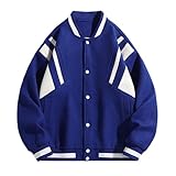 Cexiakong Herren Bomberjacke Slim Fit Baseball Jacke Vintage College Jacket Mit Knöpfen Sweatjacke Y2K Teenager Jungen Frühling Übergangsjacke Bequeme Warm Softshelljacke Streetwear