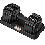 Dripex Hanteln Set, 11kg/24.5kg/41kg Kurzhantel mit Anti-Rutsch Griff, Einstellbaren Hantelscheiben und Ablageschale, Fitness Hantel Einzeln oder Ein Paar (Schwar 25 kg x1 (10 Einstellungsebenen))