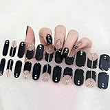 Ceboic Gel Nagellack Aufkleber, 22PCS UV Nagelfolien Selbstklebende Semi Cured Gel Nail Strips (Französische Schwarz) Gellack Wraps, Salonqualität Gel Nagellack Streifen für Finger & Fußnägel