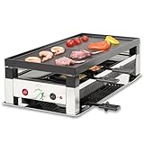 Solis 5 in 1 Table Grill 791 Raclette 8 Personen - Raclette + Tischgrill + Wok + Pizza Grill + Crêpes - Elektrogrill - 1400W - Edelstahl