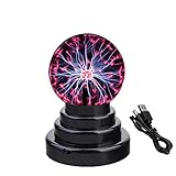 BEIAOSU Magische Plasmakugel Höhe 15cm Plasmastrahlung Mittig Mini Plasma Ball Leucht Tragbare Ball Elektrostatische Kugel Berührungsempfindliche Blitzkugel USB oder Batteriebetriebene