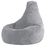 Icon Dalton Sitzsack Kinder, Grau, Flauschiger Cord Stoff,...