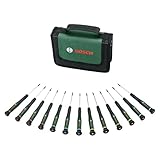 Bosch Präzisionsschraubendreher-Set 13-teilig (Präzise Schraubendreher für Heimwerken und Modellbau; S2-Stahl; Magnetische Spitzen; PH/SL/TX/HEX; Farbcodierte Größen; Softgrip)