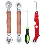 Piuluvor® Werkzeug Doppelrad 4er Set, Werkzeug Einzieher Einroller Doppelrad Dichtungseinroller mit Holzgriff Spline Roller Einroller Fliegengitter Reparatur