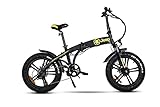 Jeep Fold Fat E-Bike FR 7020 - Faltbares E-Fatbike 20 Zoll mit 7-Gang Shimano Kettenschaltung, Federgabel - 250W Heckmotor - Leistungsstarker 36V Akku bis 110 km Reichweite - StVZO Zulassung - Schwarz