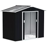 Outsunny Gartenhaus für den Außenbereich, 2,42 m², 213 x 130 x 185 cm, Gartenhaus für den Außenbereich, mit Verstärkung, ohne Boden, 2 Schiebetüren, Dachfenster und 4 Fenster, Schuppen für Terrasse,