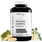 Moringa Oleifera 6000 mg. 180 vegane Kapseln für 6 Monate. Natürlicher Extrakt mit Vitaminen, Mineralien, Aminosäuren und Fettsäuren. Hergestellt von HIVITAL