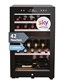 Haier Weinklimaschrank klein 50 SERIE 7 HWS42GDAU1 I 42 Flaschen Weinkühlschrank I Neue Technologie für perfekte Lagerung I Weinkühlschrank 2 Zonen, UV-Glastür & Holzregale I Wi-Fi I Wine fridge