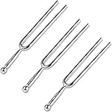 Boisbresil 3 Stück Stimmgabel Standard A440 Tuning Fork Stimmgerät aus Aluminiumlegierung Geige Stimmgabel Chakra Stimmgabeln Set mit Schwarze Reinigungstuch für Musikgerät Violine Gitarren (Silber)