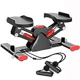 Bananaww Stepper für Zuhause 100kg, 2in1 Twister Stepper mit Power Ropes, Up-Down-Stepper mit Multifunktions-Display, Hometrainer Widerstand, Side Stepper für Anfänger und Fortgeschrittene, Black Red