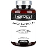 Maca Kapseln Hochdosiert - 24000 mg Schwarze Maca + L-Arginin + Zink + Vitaminen - 120 Laborgeprüfte Vegane Kapseln - Nutralie