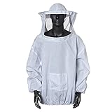 Amacoam® Imkerjacke mit Hut Professional Imkerbekleidung Professionelle Imker Bienenschutz Hut Bienenanzug mit Reißverschluss für Bienenzüchter Bee Keepers (Weiß)