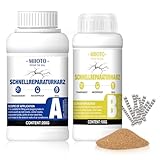 Miioto Estrich Reparatur Set,Epoxidharzmörtel,Schnellreparaturharz | Gießharz 300g Quarzsand 200g Estrichklammern 30 Stück | für Epoxidharz Injektionsharz Vergussmasse Laminierharz zum Risse Verharzen