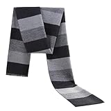 Werownsgso Herren-Schal, Kaschmirimitat, Schwarz Grau, Gestreift, Warm, Vielseitig, Winter, Mode, Geschenk