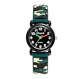 Lancardo Armbanduhren Herren Jugendliche Sportsuhren: Süße Analog Quarzuhr Teenager Uhr mit Arabische Ziffern Tarnfarbige Silikonarmband Uhren Studentenuhren Geschenke für Jungen grün