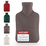 Blumtal Premium Wärmflasche mit Bezug aus Polarfleece & Wärmeflasche Naturkautschuk - Wärmflasche Groß weich- Hot Water Bottle 1,5l auslaufsicher - aufwärmbare Bettflasche Grau