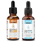 Gesichtspflege Serum Set mit Vitamin C Serum Hyaluron Serum - Gegen Falten, Trockene, Matte Haut & Dunkle Flecken, Anti-Aging-Pflege für einen frischen Glow und ebenmäßigen Teint