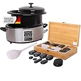 Promafit Hot Stone Massage Set Basic - Wärmegerät ca. 5,5 Liter + 45 Steine Groß Und Klein - Heiße Steine Massage Set Für Die Wärmebehandlung Aus Basalt