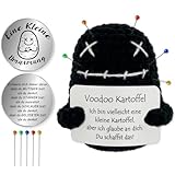 Tixlux Voodoo Kartoffel, Kreative Strickwolle VoodooPuppe mit Kleine Umarmung Glücksbringer, Humorvolles Geschenk & Stressabbau-Spielzeug fürs Büro, Perfekt für Wünsche & Gute Laune (Schwarz)