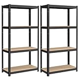 SONGMICS Schwerlastregal, 2er Set, Kellerregal, Lagerregal, 40 x 80 x 160 cm, Regal mit Stahlgestell, bis 520 kg belastbar, 4 verstellbare Ablagen, schwarz GLR044B02