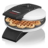Cloer 1621 Waffeleisen für klassische Herzwaffeln, 930 W, Waffelgröße 15,5 cm, stufenlos wählbarer Bräunungsgrad, weiß, Metall