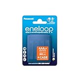 eneloop, AAA/Micro NI-MH Akku, 4er-Pack, Kapazität mit min. 800 mAh, Ready-to-Use NI-MH Akkus, bis zu 2000 Mal wiederaufladbar, plastikfreier Verpackung, Standard, weiß