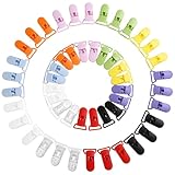 LIHAO Schnullerclips Set Kunststoff Schnullerketten Clips Bunt T-Clip Baby Clip (50 STK.- 10 Farben)