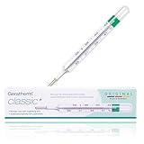 GERATHERM classic plus Fieberthermometer analog plus Aufbewahrungshülle mit Lupeneffekt/leichtes Ablesen der Messwerte/Glasfieberthermometer ohne Quecksilber und ohne Batterien/Made in Germany