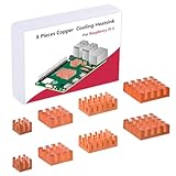 GeeekPi 8pcs Copper Heatsinks for Raspberry Pi 5, Heatsinks CPU Cooler with Thermal Conductive Adhensive Tape for Raspberry Pi 5