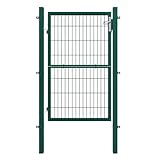 SONGMICS Gartentor, Gartentür, verzinkter Stahl, abschließbar, Tür 106 x 150 cm (B x H), rechteckiges Rohr, grün GGD200L