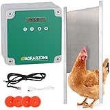 Agrarzone automatische Hühnertür Hühnerklappe ohne Schieber | Türöffner Hühnerstall mit Zeitschaltuhr und Lichtsensor | Netzbetrieb oder Batterie | Hühnerstall-Tür für sichere Hühnerhaltung