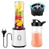Mixer Smoothie Maker,Mini Standmixer,Smoothie Maker to go,Blender Mixer,BPA-Frei,23000RPM,Doppelbecher-Design (600ml + 400ml) Reisesportflaschen,300W,Blender Elektrisch