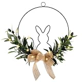 GZGXKJ Osterkranz Haustür 30cm Türkranz Ostern mit Lichterketten Osterdeko Tür mit Hase Olivenblättern Hängend Easter Wreath für Osterdeko Outdoor und Frühlingsdeko