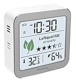 technoline WL1020 Luftgütemonitor zur Überwachung der Raumluftqualität, Nachfolger des WL1005, Temperaturanzeige, Luftfeuchteanzeige, Alarm bei schlechter Luftqualität, silber, weiß