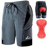 Sportneer MTB Shorts Herren MTB Shorts Herren Gepolsterte Fahrradhose für Herren 3D Gepolsterte Berghose Radfahren MTB Bike Sport für Outdoor Fahrrad, grau, XXL