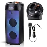 PSX30BT 240W Bluetooth Lautsprecher mit LED-Flammenlicht – Tragbarer TWS Speaker mit Mikrofon-Eingang, USB/AUX/FM-Radio – Leistungsstarker Sound für Party, Outdoor & Karaoke