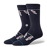 Stance Gone Fishin Crew Socks Navy Blue Fish Calf Socks, navy, M