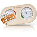 WASSERFELD® Sauna Thermometer Hygrometer [2in1 Funktion] Präzises Saunathermometer für eine genaue Messung der Temperatur & Luftfeuchtigkeit - Sauna Hygrometer mit gehärtetem Glas - Saunazubehör…
