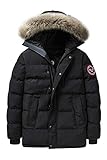 JIANYE Winterjacke Herren Winterparka Gefüttert Warme Parka Jacke Outdoor Winddicht Parka Winter mit Kapuze Schwarz M