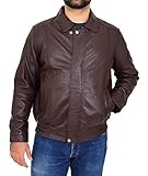A1 FASHION GOODS Herren-Blousonjacke aus Leder, normale Passform, klassische Bomberjacke Patrick, braun, M
