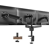 PUTORSEN Monitorhalterung für 3 Monitore, Premium Aluminium Gelenkarm, ergonomisch, Gasfeder, für Dreifachbildschirme von 17 – 27 Zoll, höhenverstellbar, Neigung und Befestigung am Schreibtisch, Arm