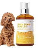 MWZBTG Lachsöl Für Katzen - 200ml Haut- Und Fellöl,Hochkonzentriertes Reines Tierbedarf, Schnell Wirksame Hundeergänzung Für Kätzchen Welpen Tägliches Wohlbefinden