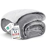 BEDSURE Decke Sofa Kuscheldecke Grau - warm Sherpa...