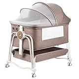 suihuooo Beistellbett 3 in1 Babybetten Tragbar Babybett mit atmungsaktivem Netz und Laken (US-Khaki)