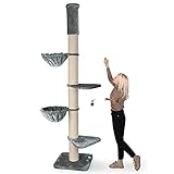 HAPPYPET Kratzbaum 'Leonardo' Grosse Katzen Stabil XXL Deckenhoch, 250 bis 275 cm - 18 cm Dicke Stämme, Große Liegemulden bis 20 kg, Höhle, geprüftes Holz, Katzenkratzbaum für Maine Coons & Ragdolls