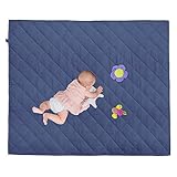 Baby Krabbeldecke Groß, 140x150 cm Spieldecke Krabbeldecke Baby Gesteppte Matte, Spielmatte Baby faltbar Baumwolle Spieldecke Weiche Krabbelmatte zum Krabbeln und Spielen-Marineblau